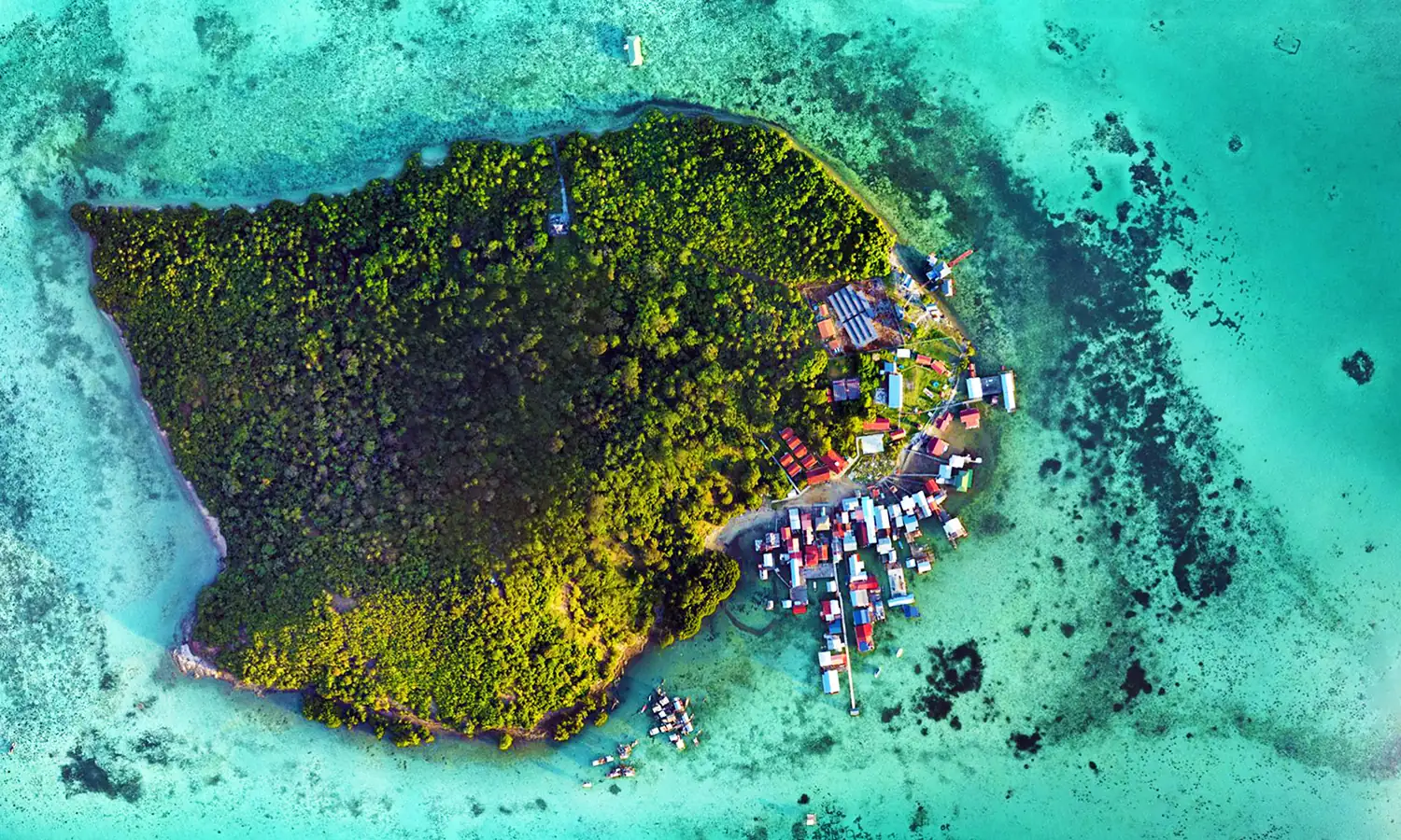 Luma Selakan Overwater Lodge Aerial view of Luma Selakan overwater lodge in Semporna