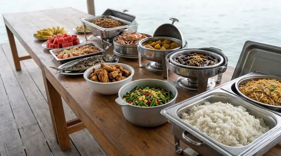 Selection of buffet meals for breakfast and dinner Luma Selakan